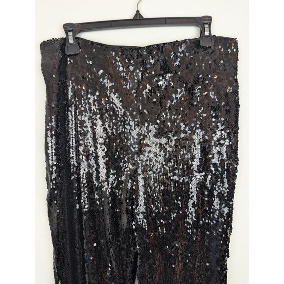House of Harlow 1960 Sequin Pants Cropped Wide Leg Glam Party Black Size M - Picture 4 of 13